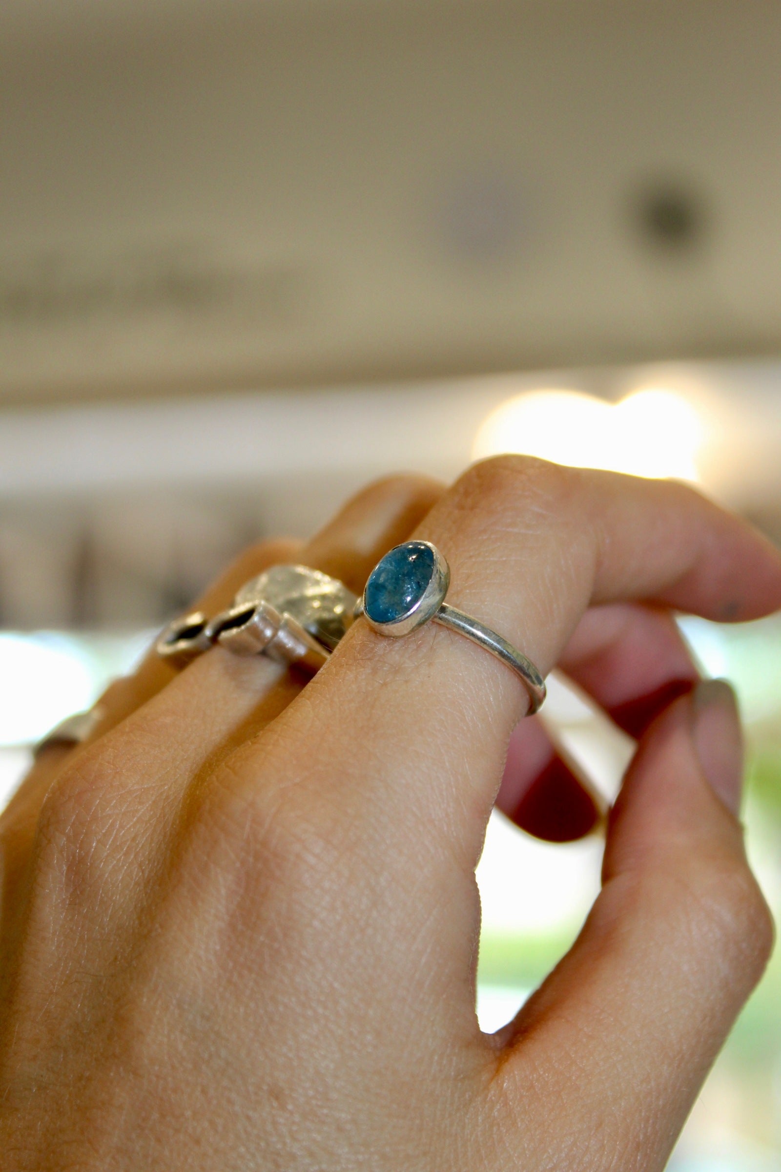 Santa Fe Simple Silver Aquamarine Ring
