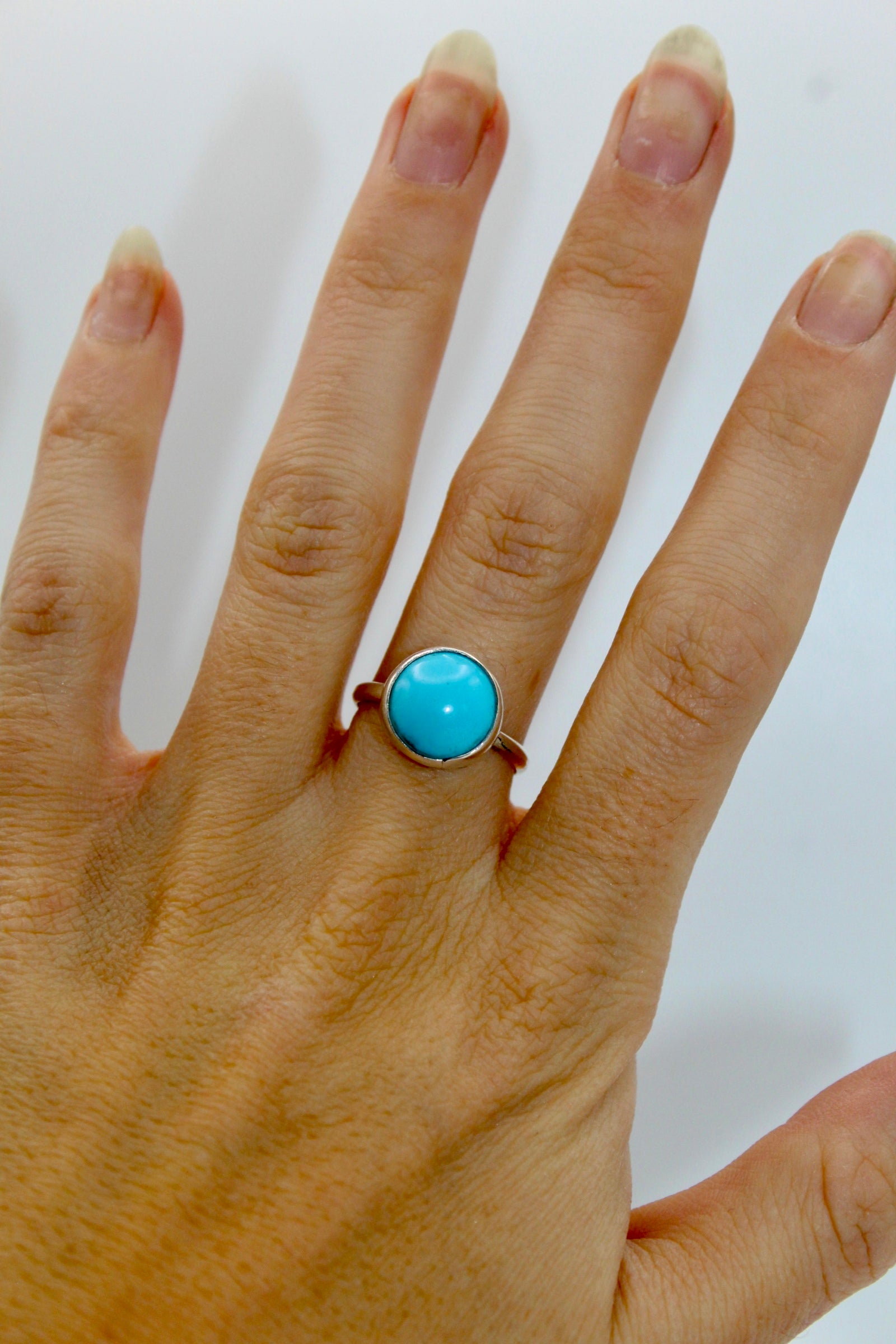 Santa Fe Simple Silver Turquoise Ring