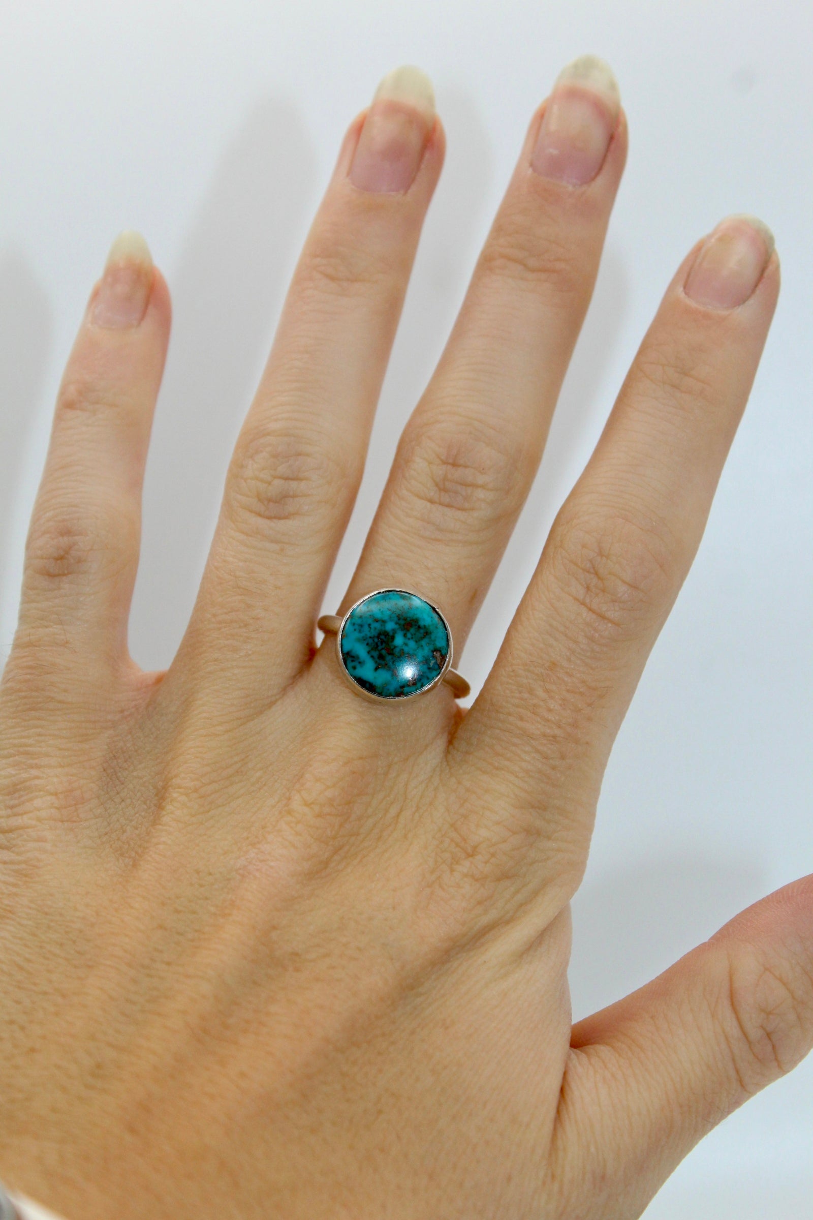 Santa Fe Simple Silver Turquoise Ring