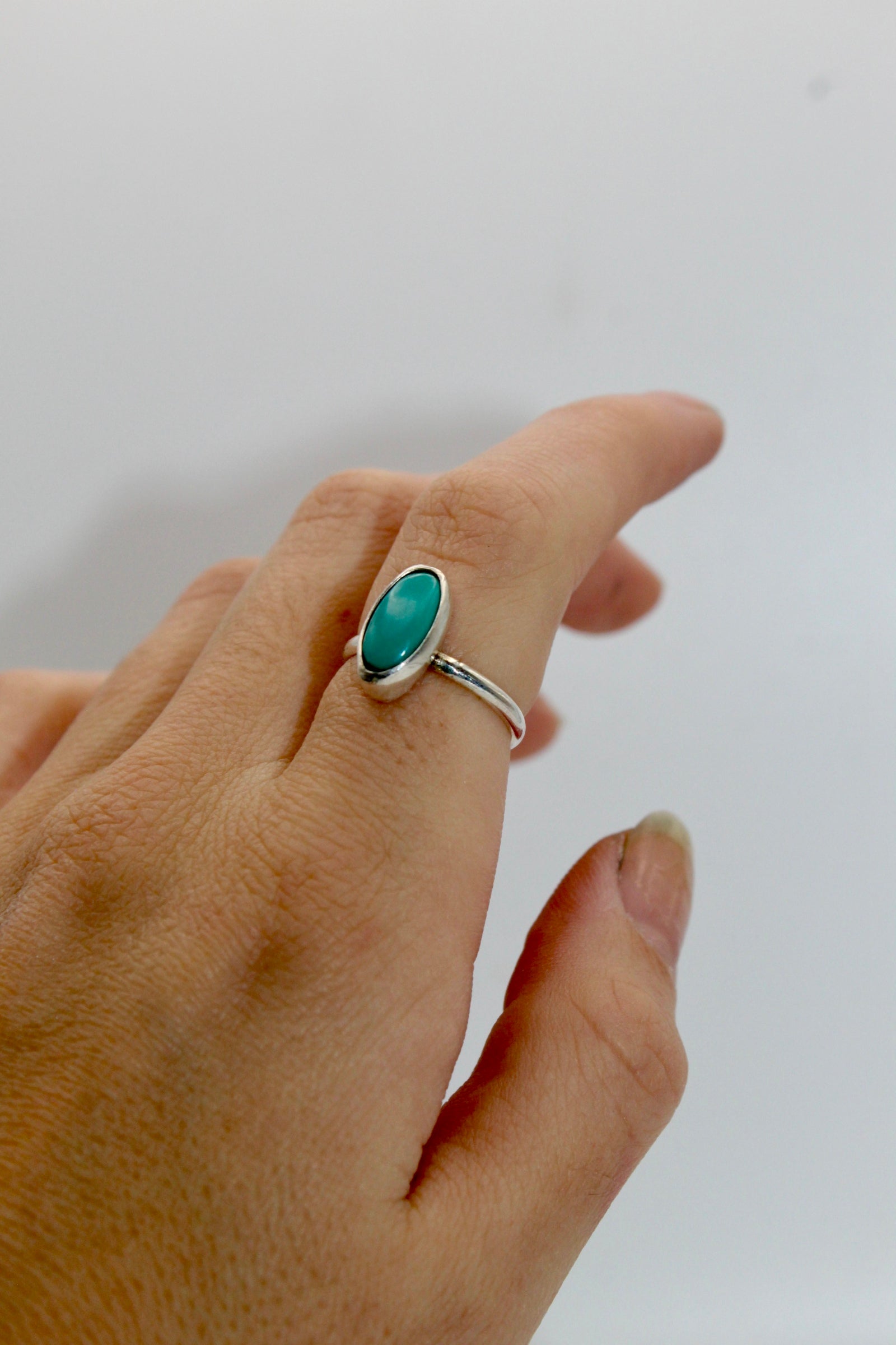 Santa Fe Simple Silver Turquoise Ring