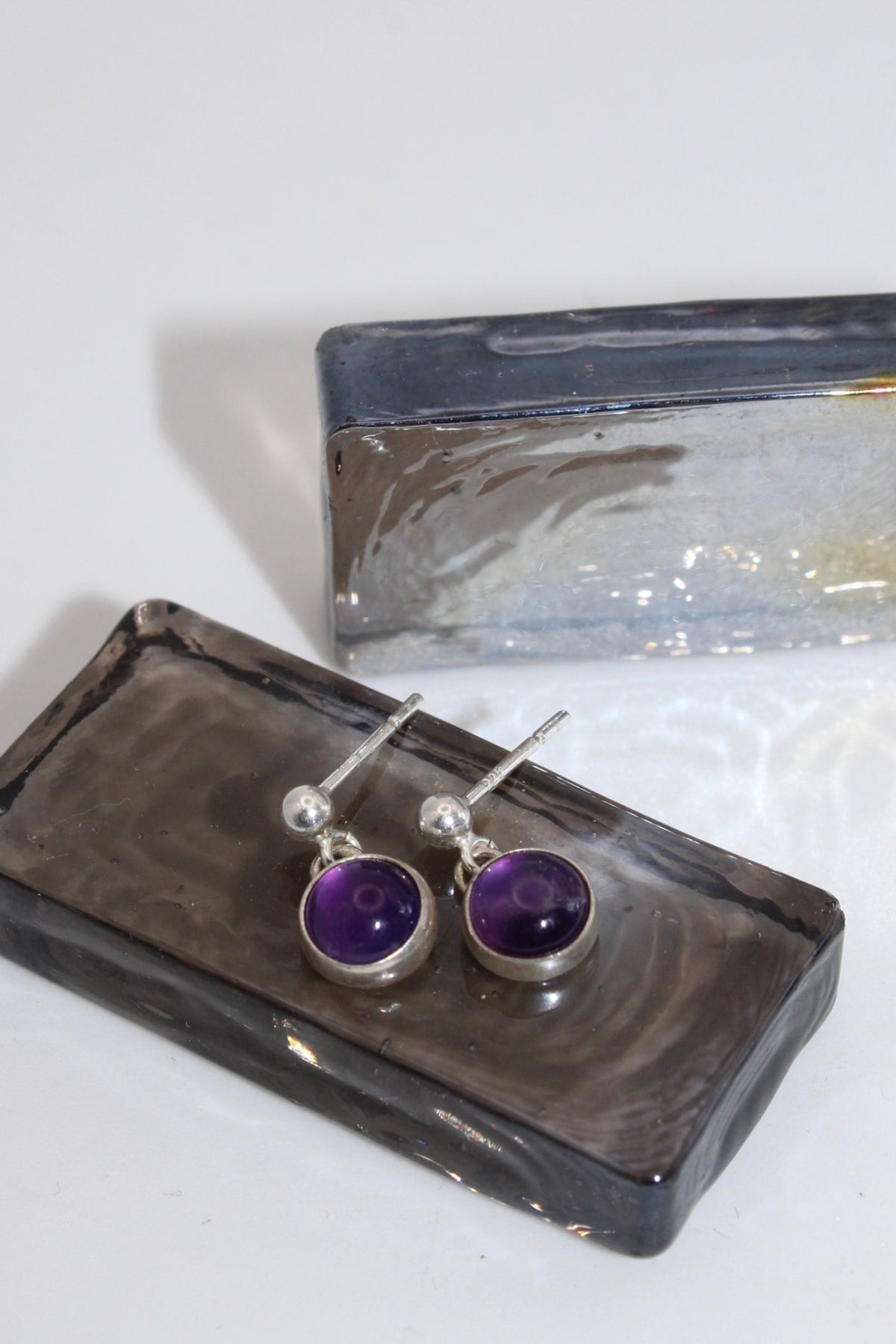 Silver Amethyst 3mm Ball Stud Drop