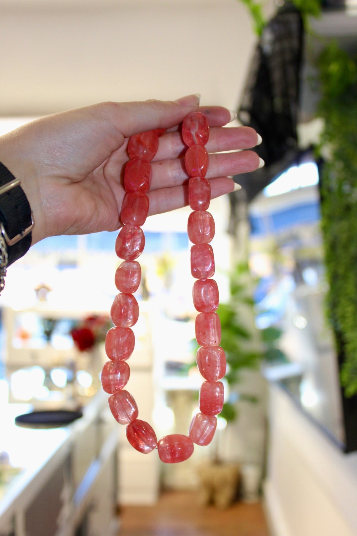 Silver Beaded Glass Necklace