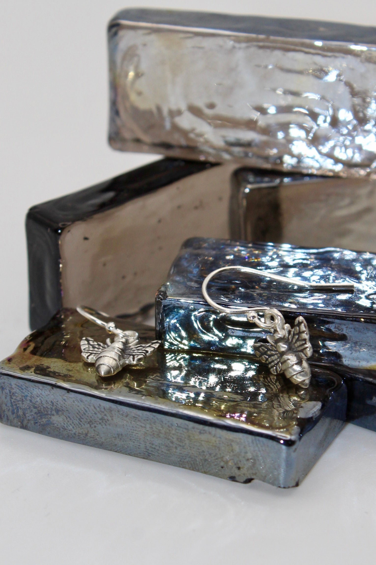 Silver Bee Dangles