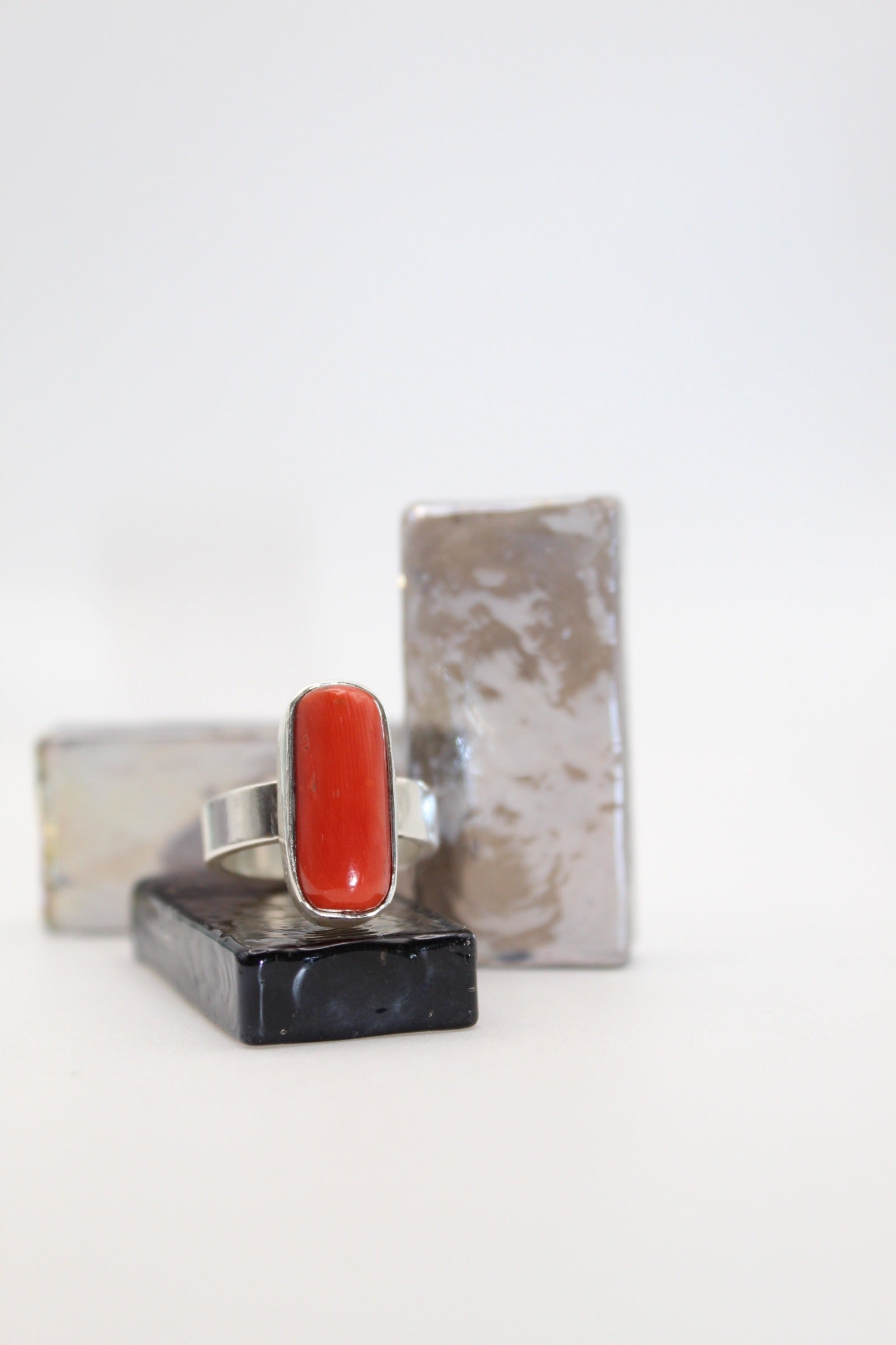 Silver Coral Heavy Flat Band Ring