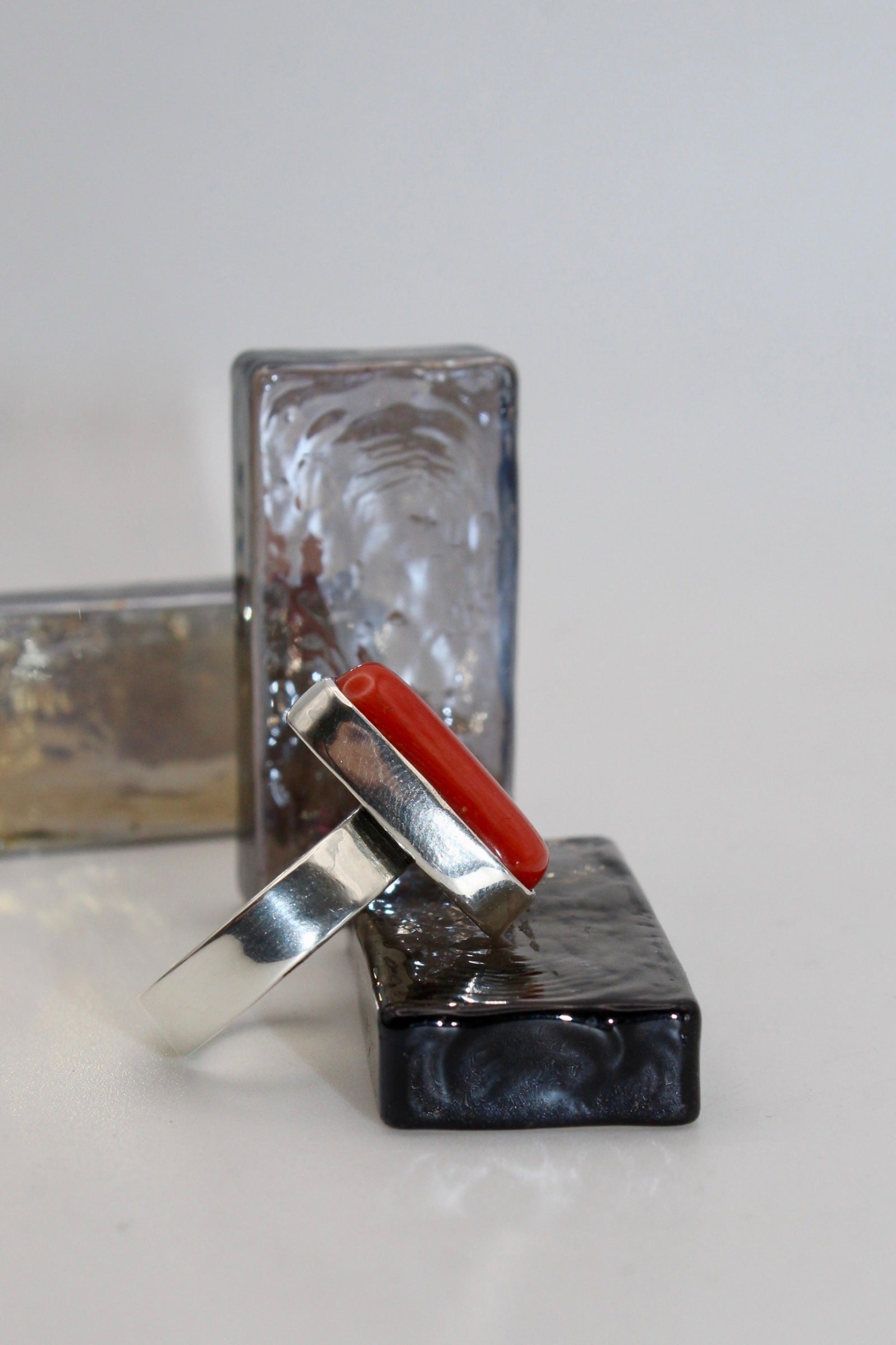 Silver Coral Heavy Flat Band Ring
