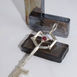 Silver Key Ruby Pendant