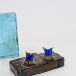 Silver Lapis Star Studs