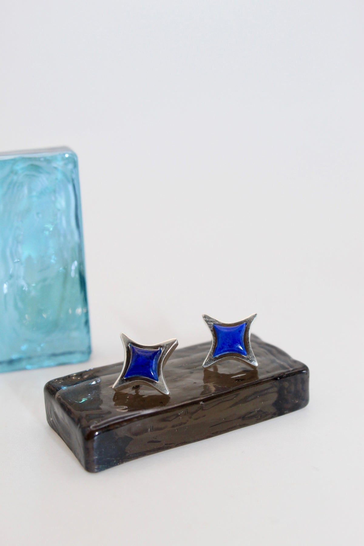 Silver Lapis Star Studs