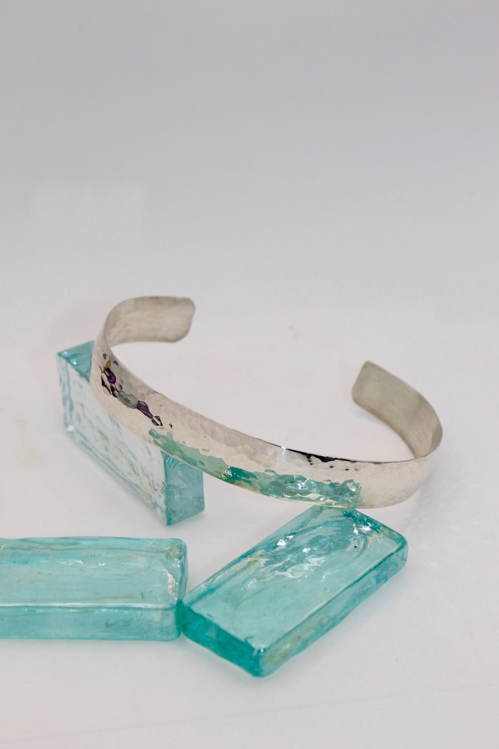 Silver Low Dome Hammered Cuff
