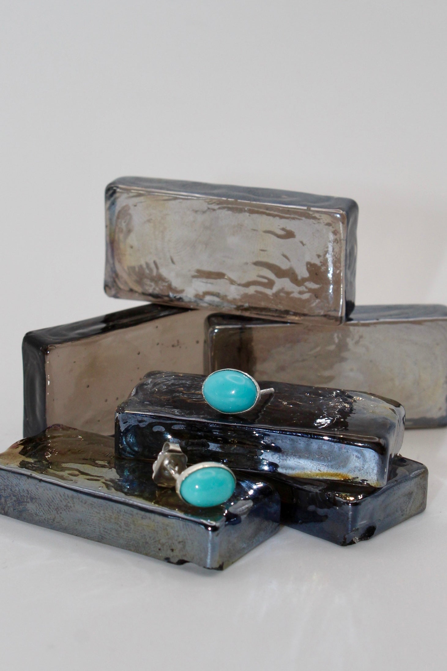 Silver Oval Turquoise Stud