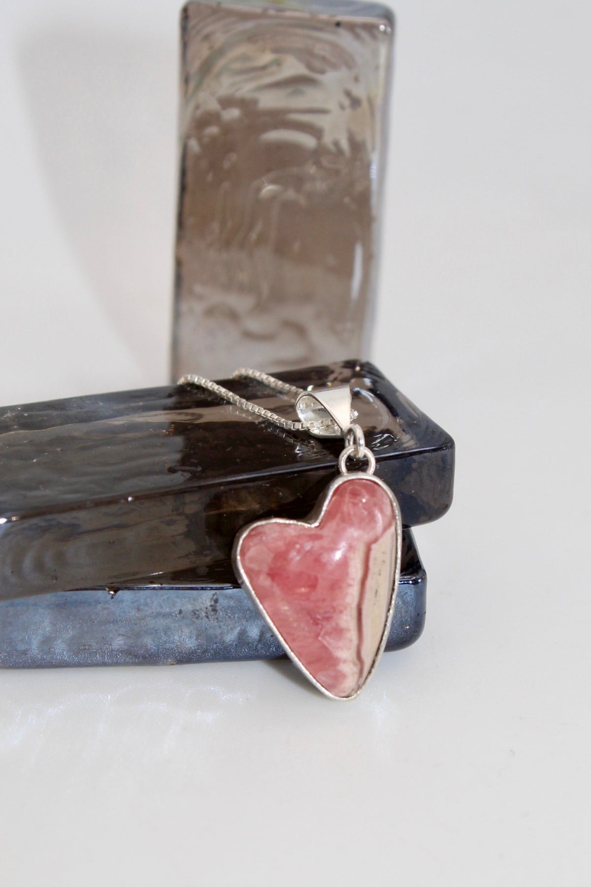 Silver Rhodochrosite Heart Pendant