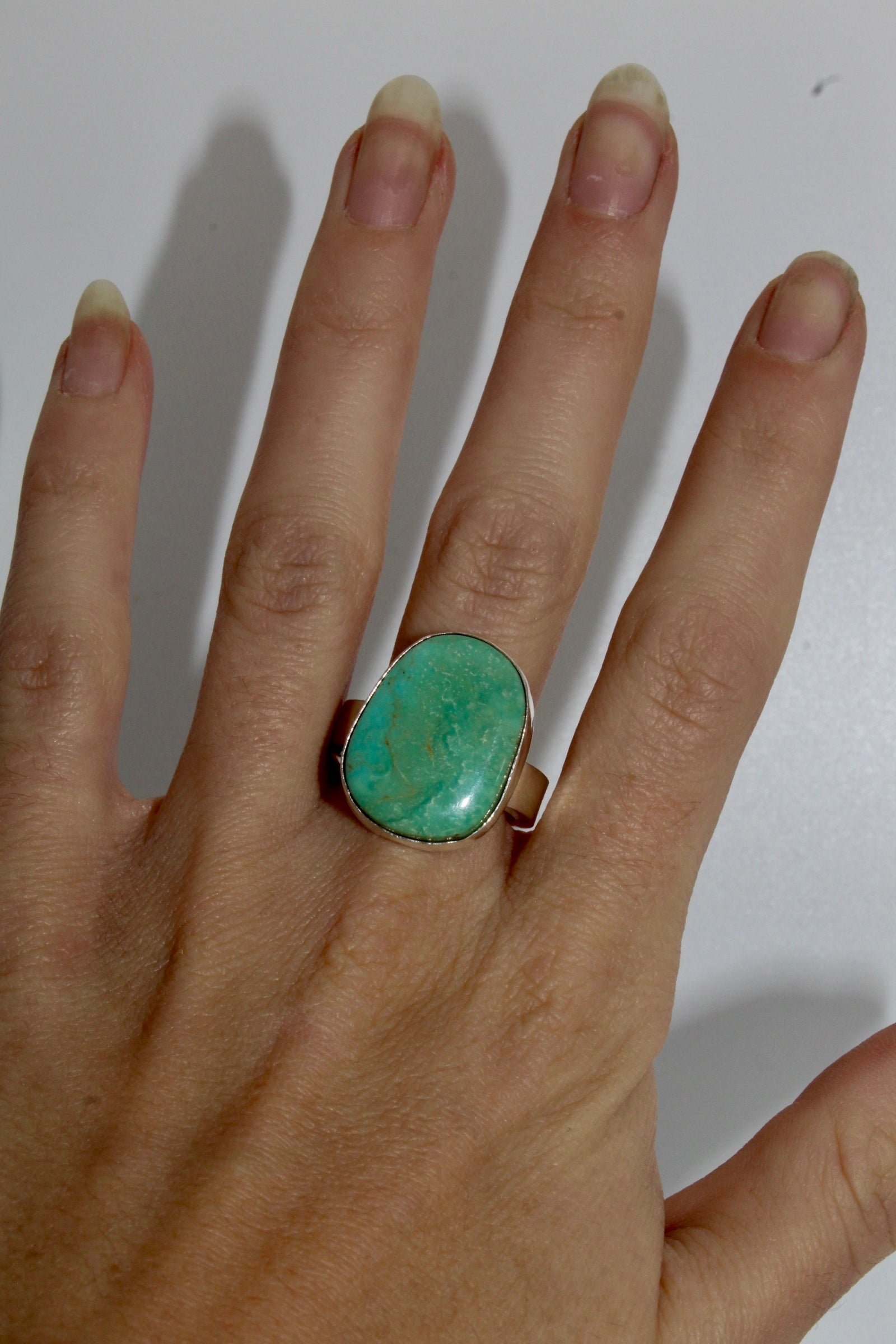 Silver & Stone Heavy Flat Band Ring