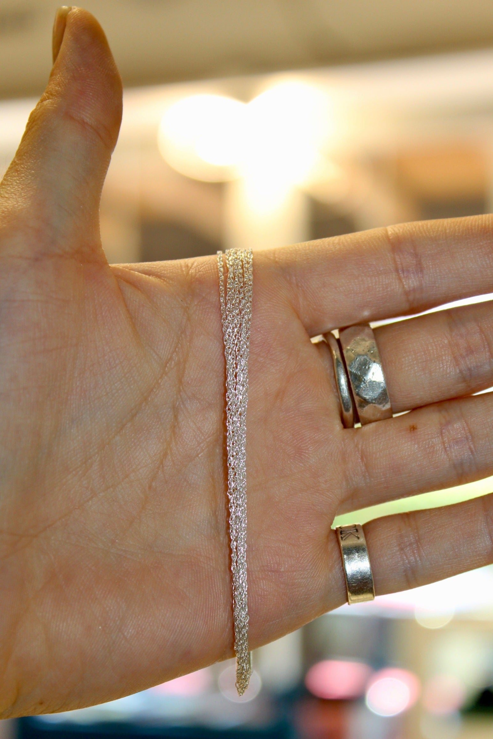 Silver Strand Bracelet & Heart Charm