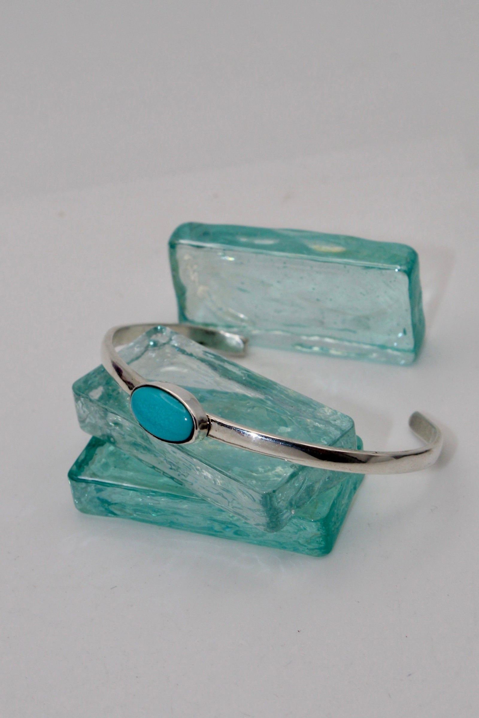 Silver Thin Turquoise Cuff