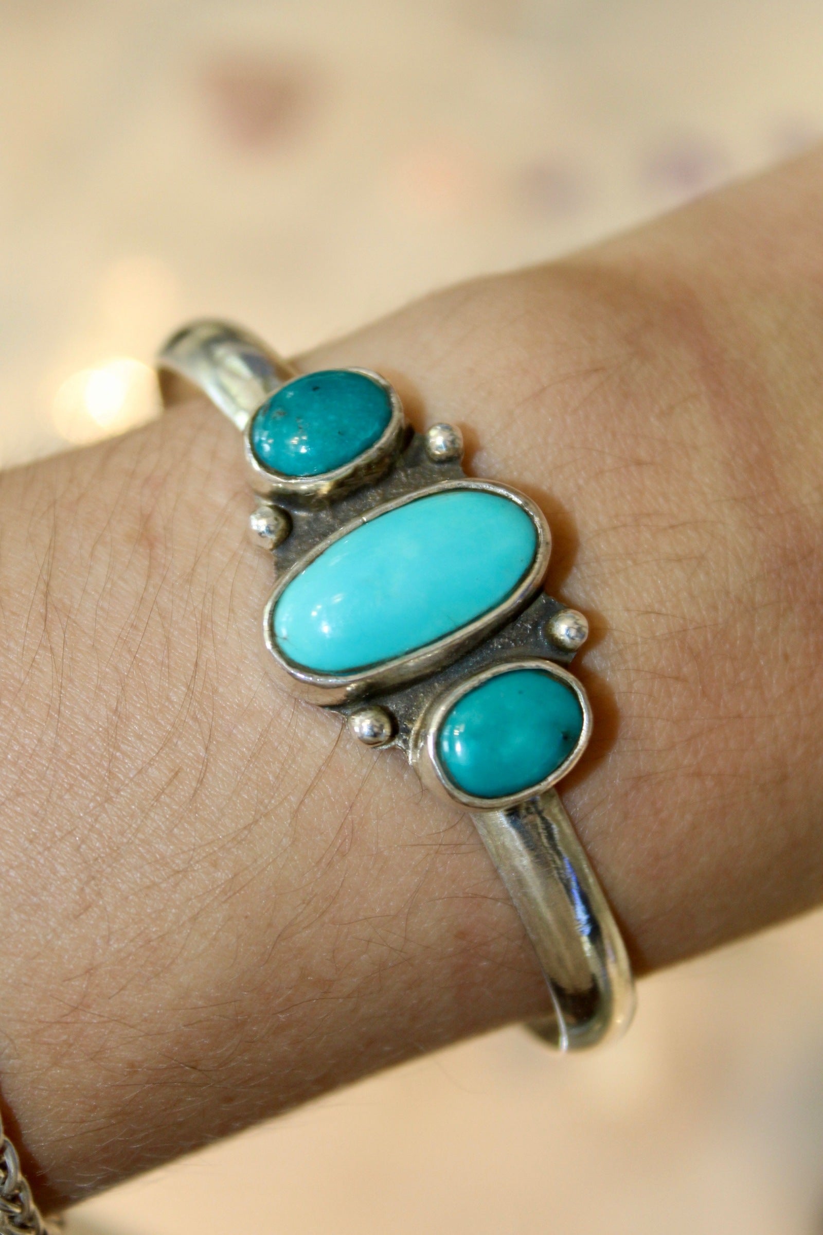 Silver Three-Turquoise Cuff