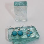 Silver Turquoise 3mm Ball Stud Drop