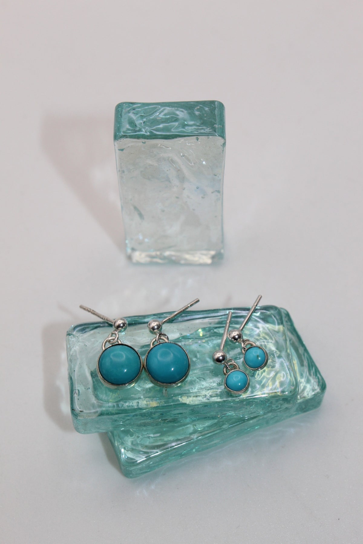 Silver Turquoise 3mm Ball Stud Drop