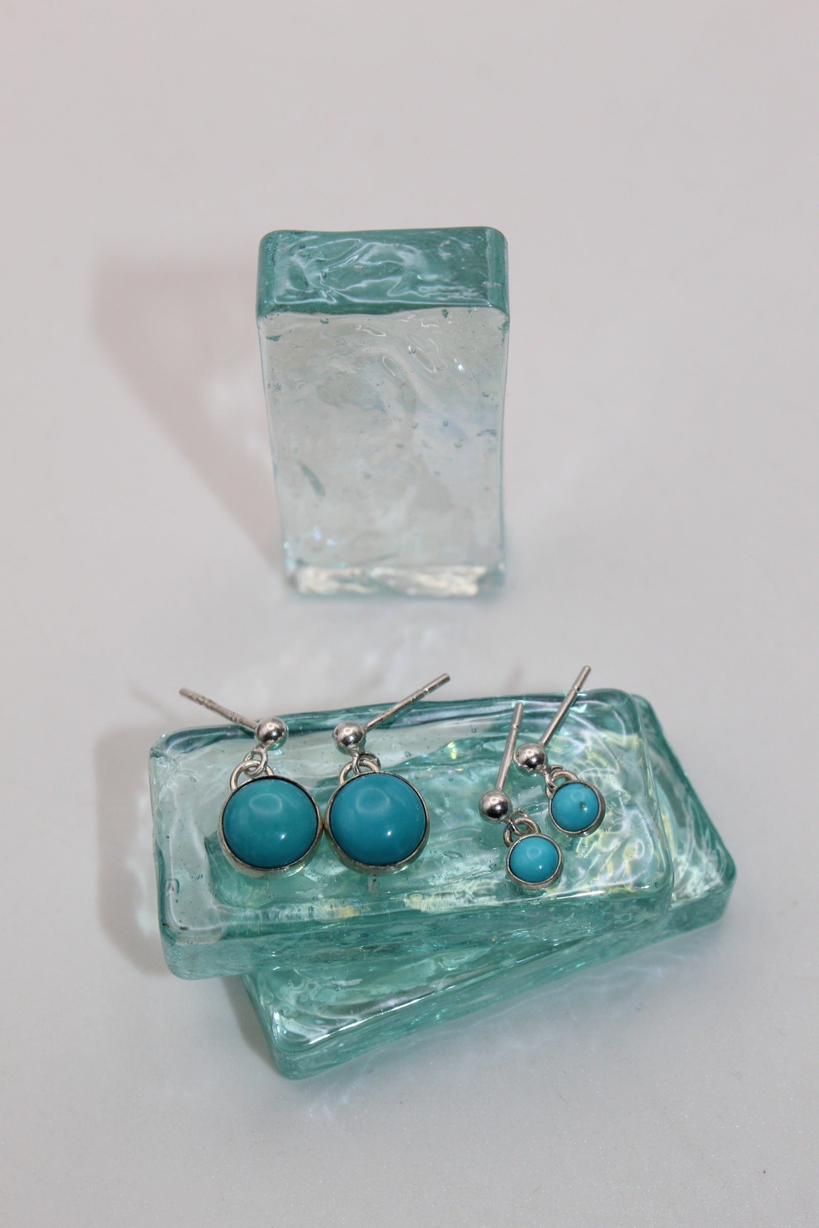 Silver Turquoise 3mm Ball Stud Drop