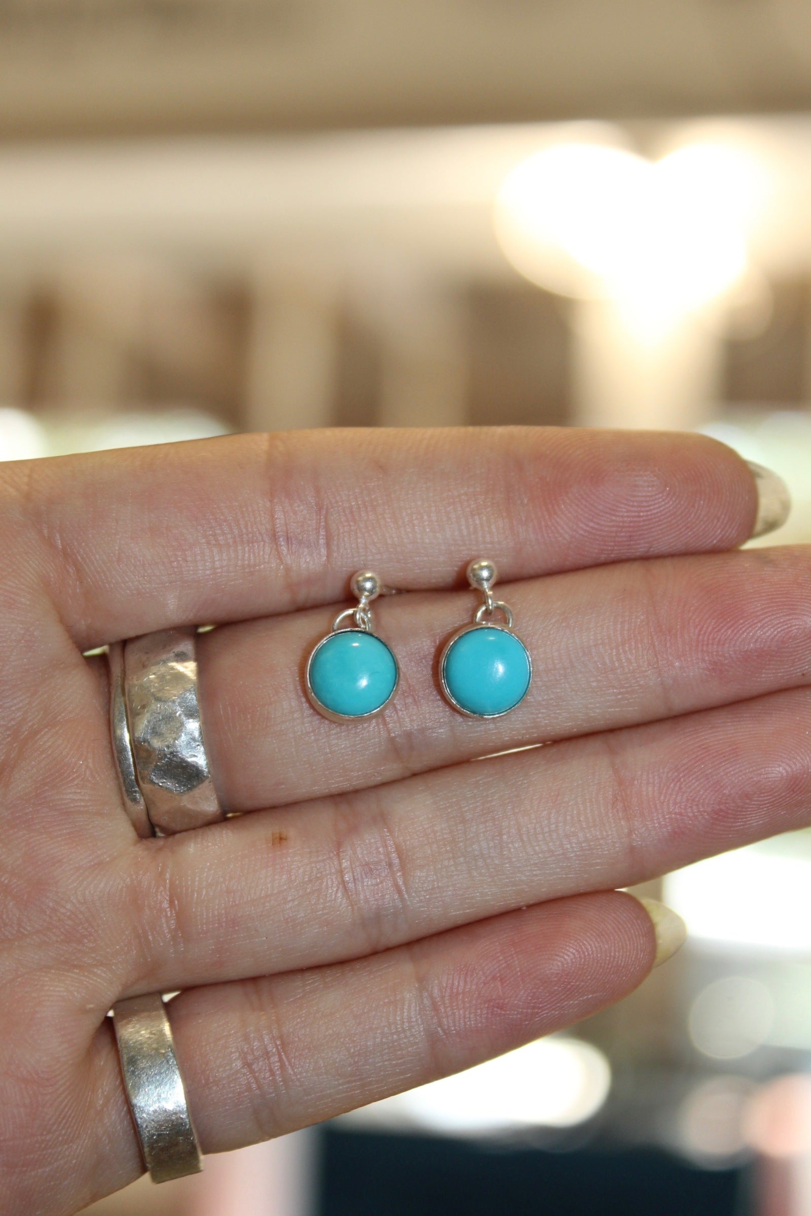 Silver Turquoise 3mm Ball Stud Drop