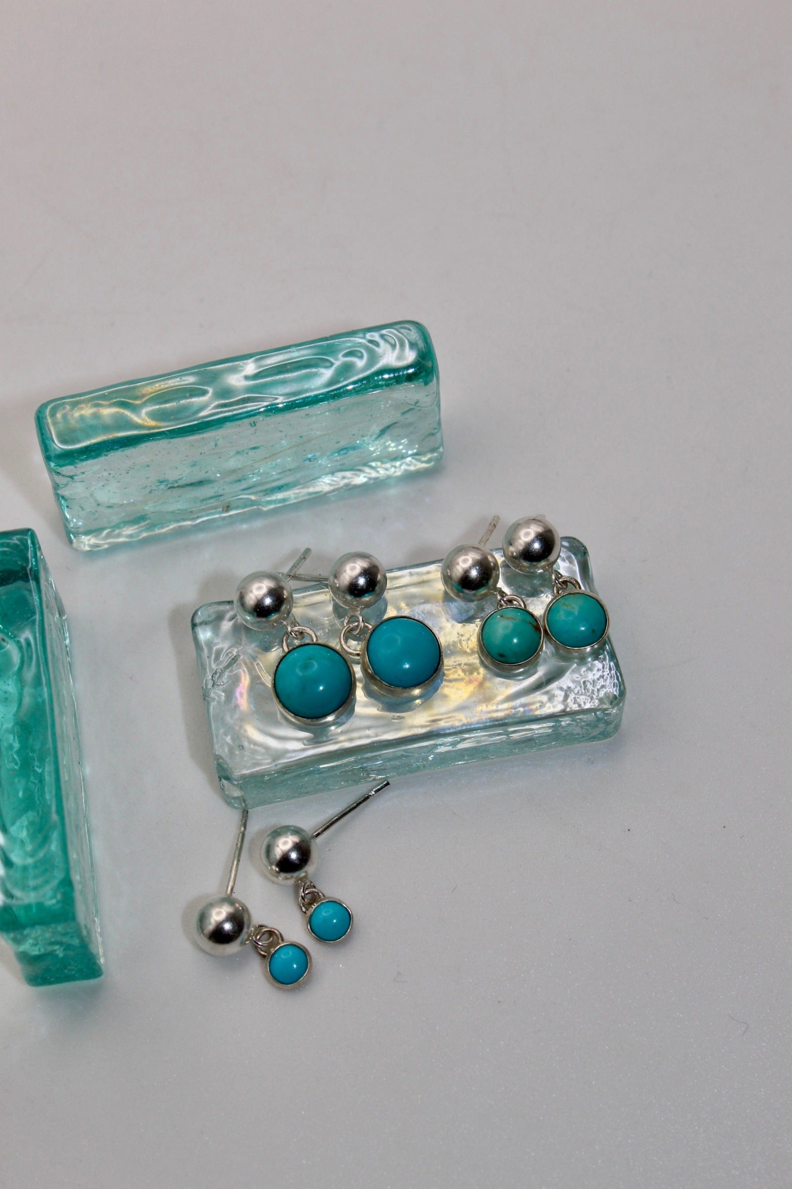 Silver Turquoise 6mm Ball Stud Drop