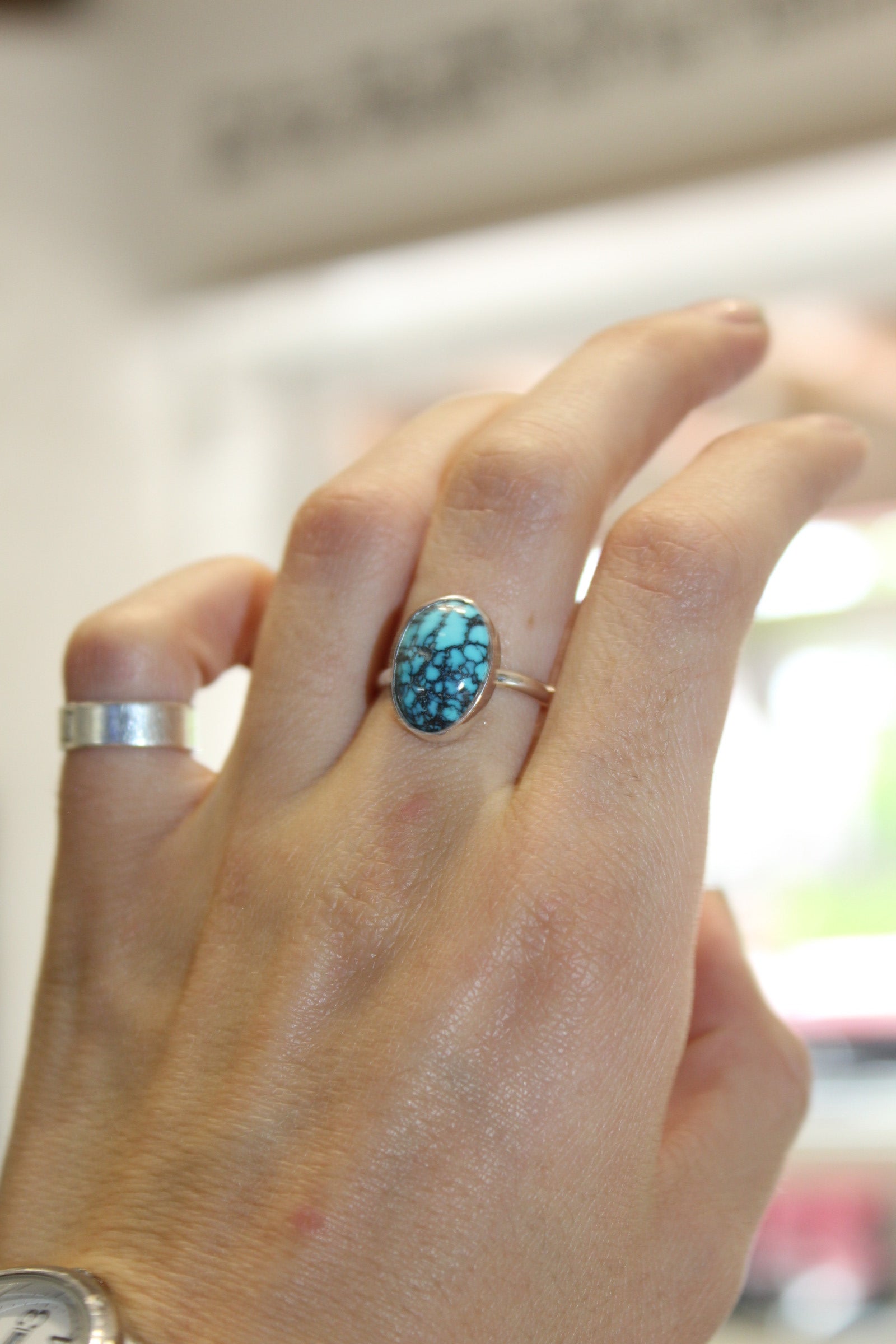 Silver Turquoise Dainty Ring