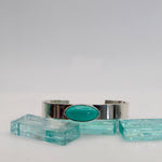Silver Turquoise Flat Heavy Cuff