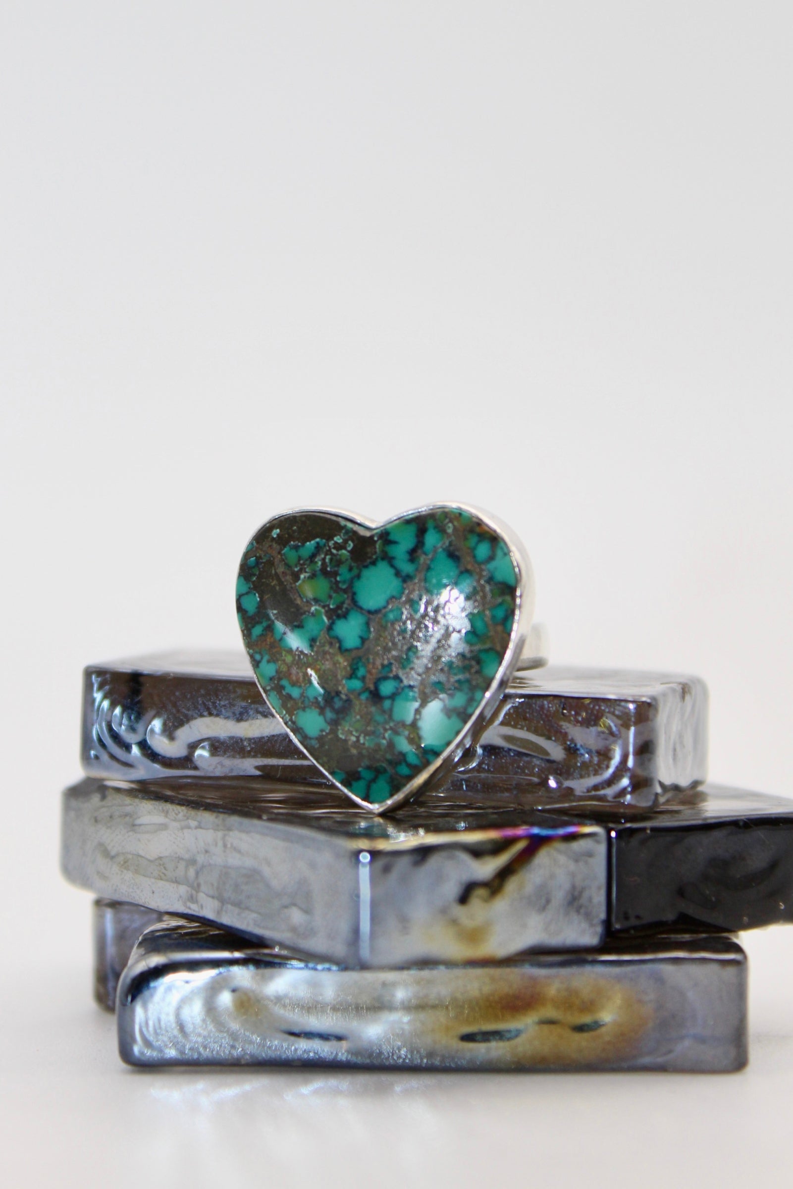 Silver Turquoise Heart Ring