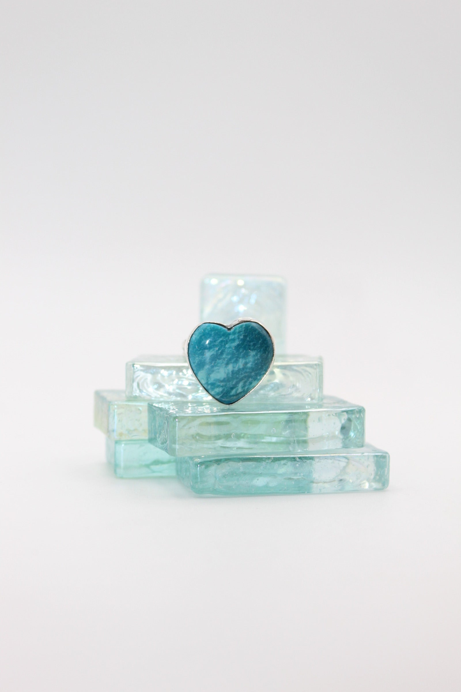 Silver Turquoise Heart Split-Shank Ring
