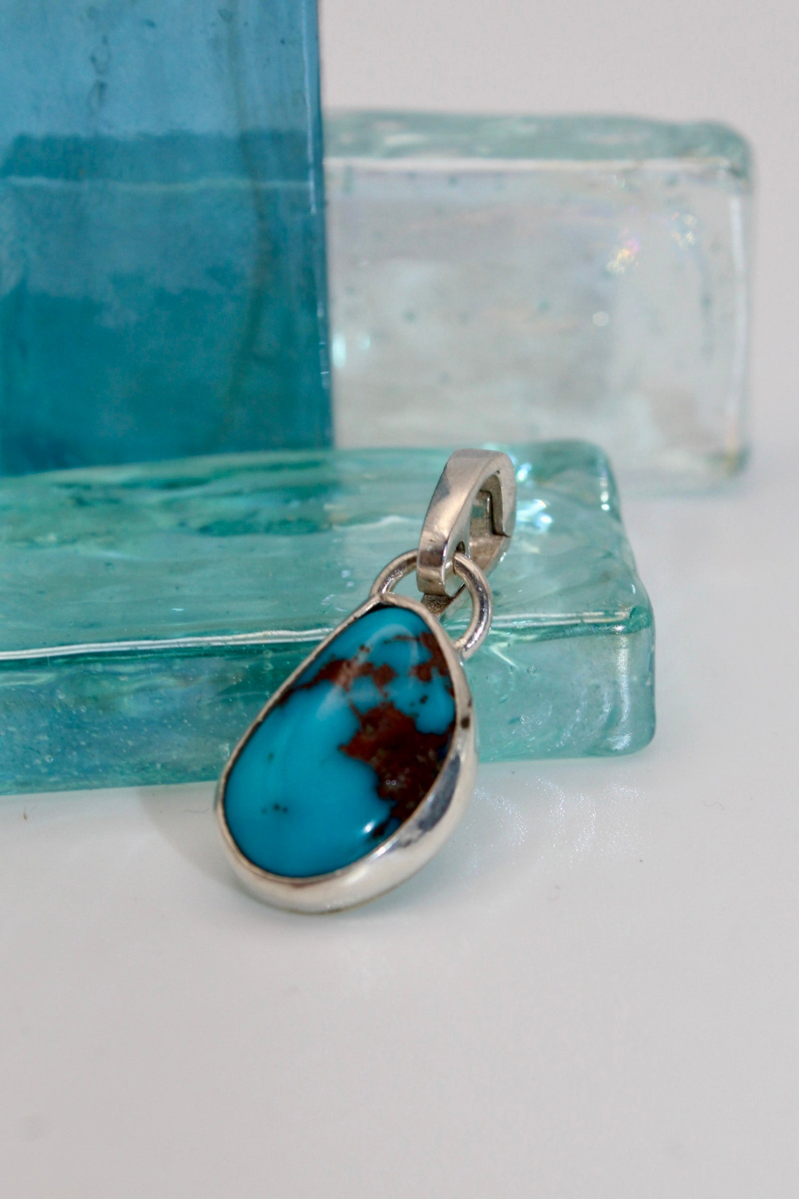 Silver Turquoise Pendant with Enhancer