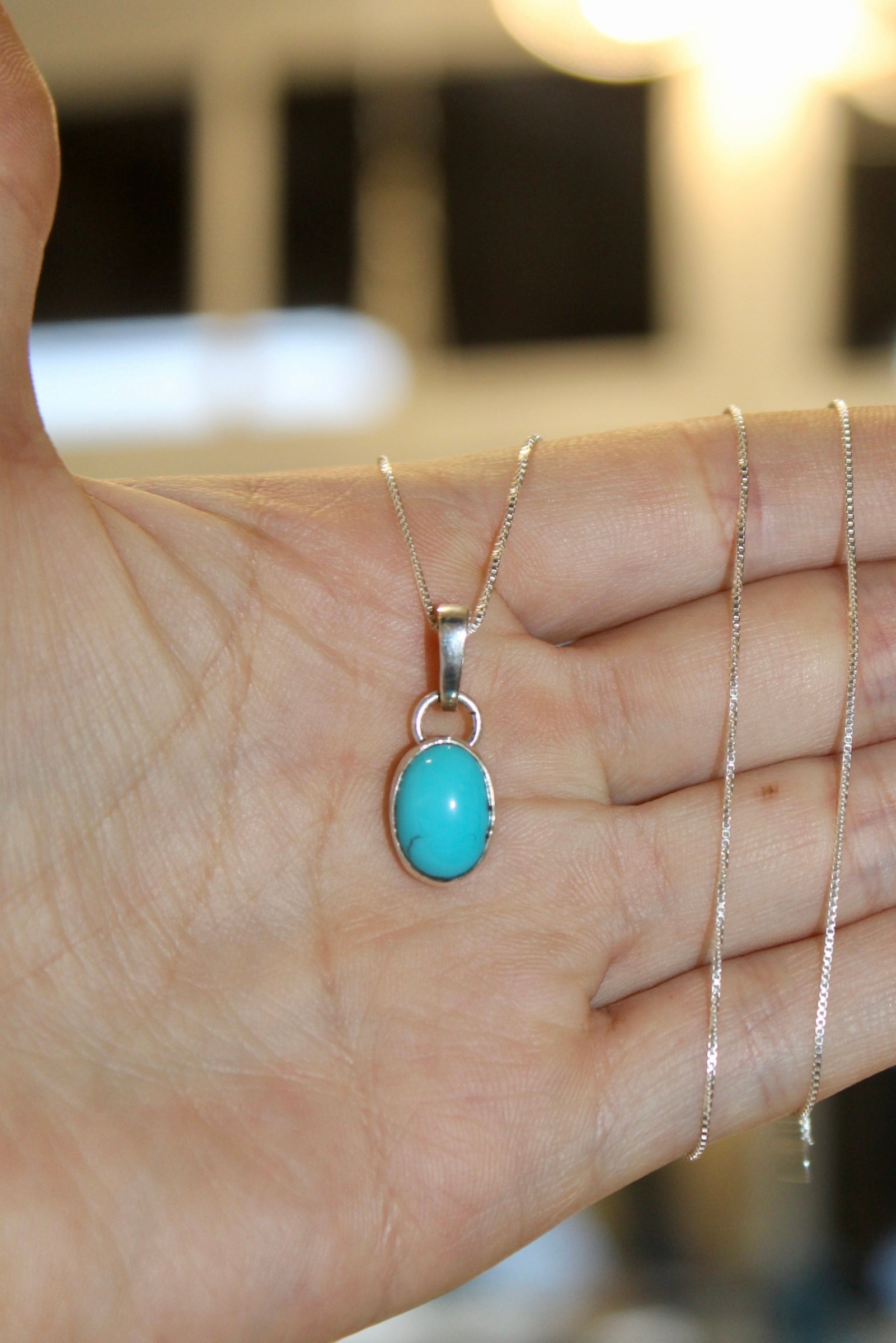 Silver Turquoise Pendant with Enhancer
