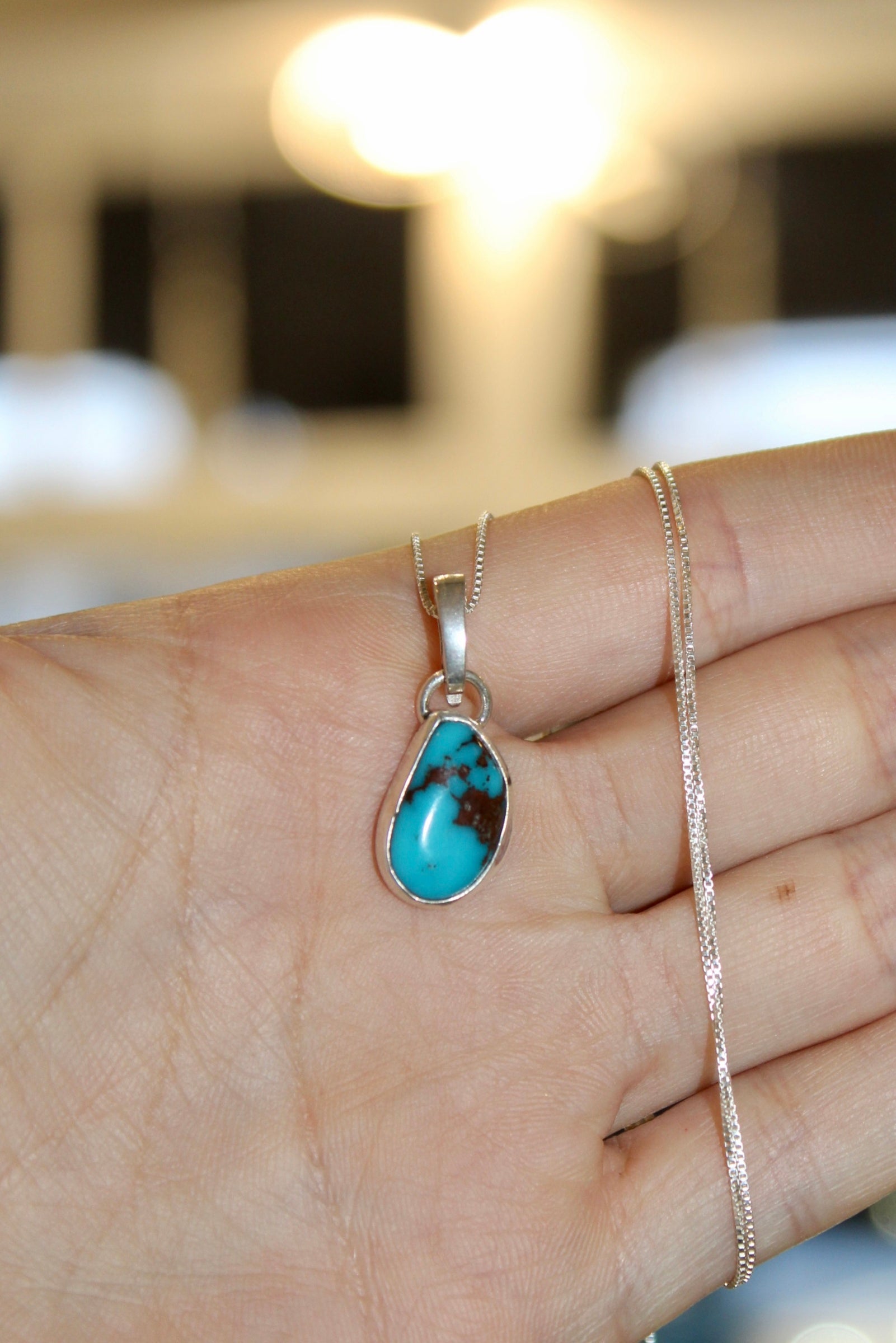 Silver Turquoise Pendant with Enhancer