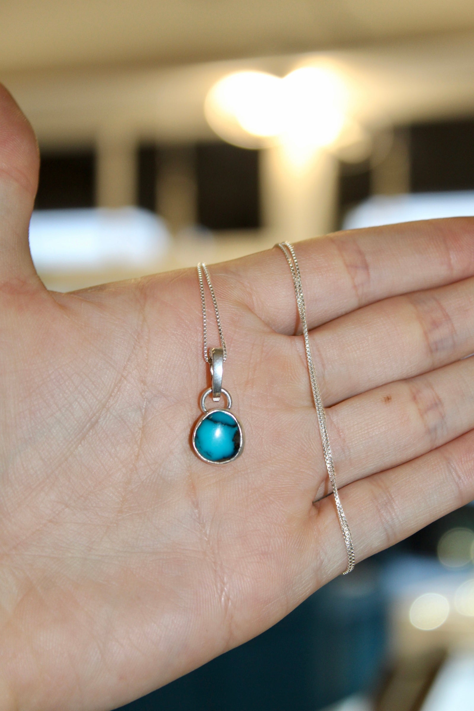 Silver Turquoise Pendant with Enhancer
