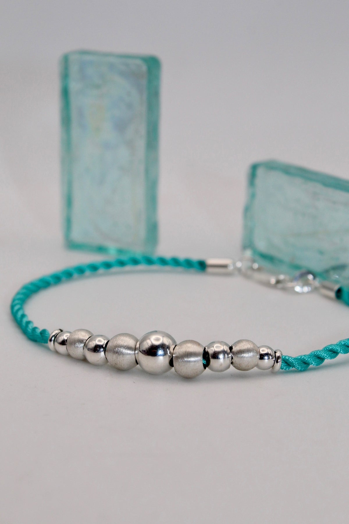 Silver Turquoise Rope Bracelet