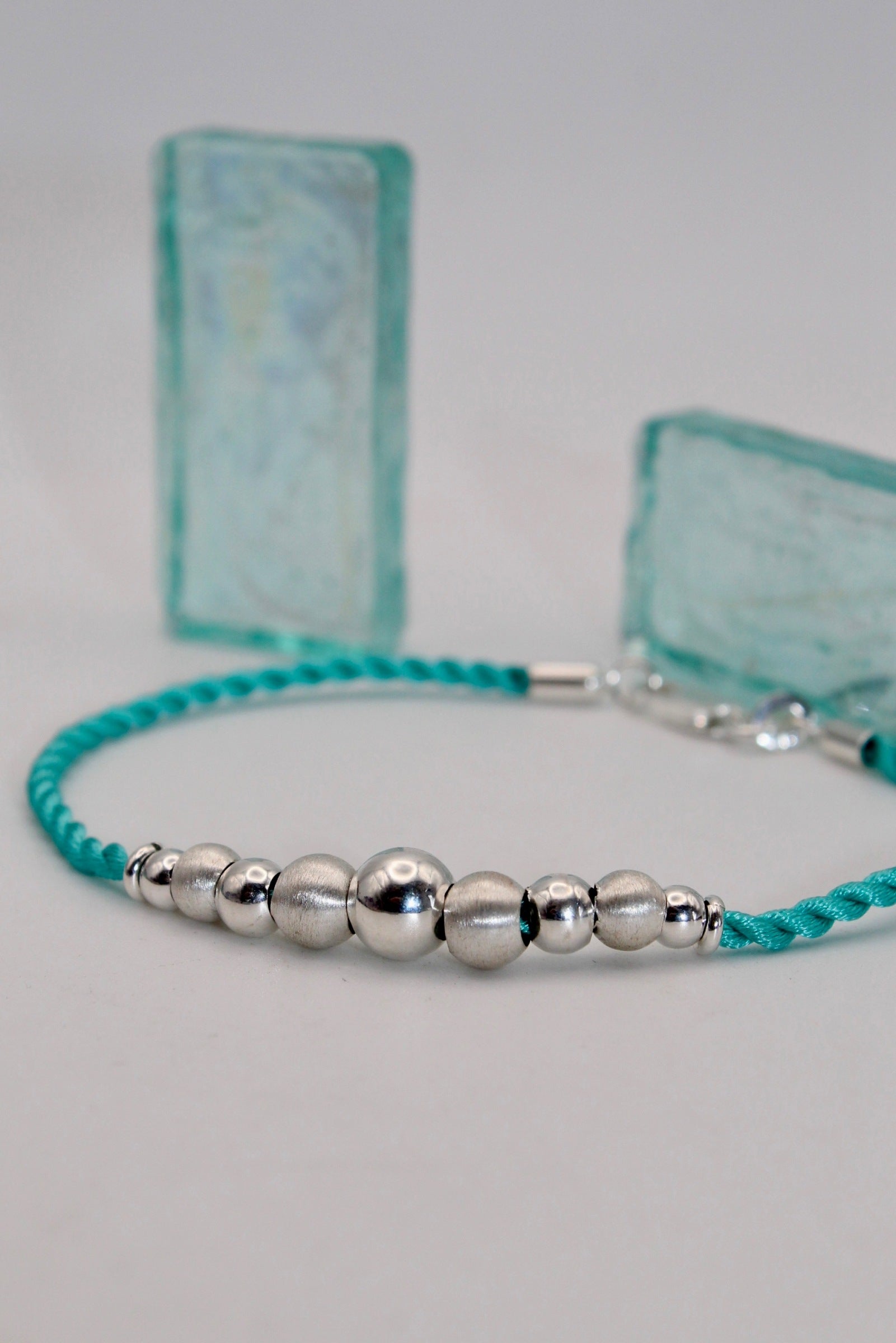 Silver Turquoise Rope Bracelet
