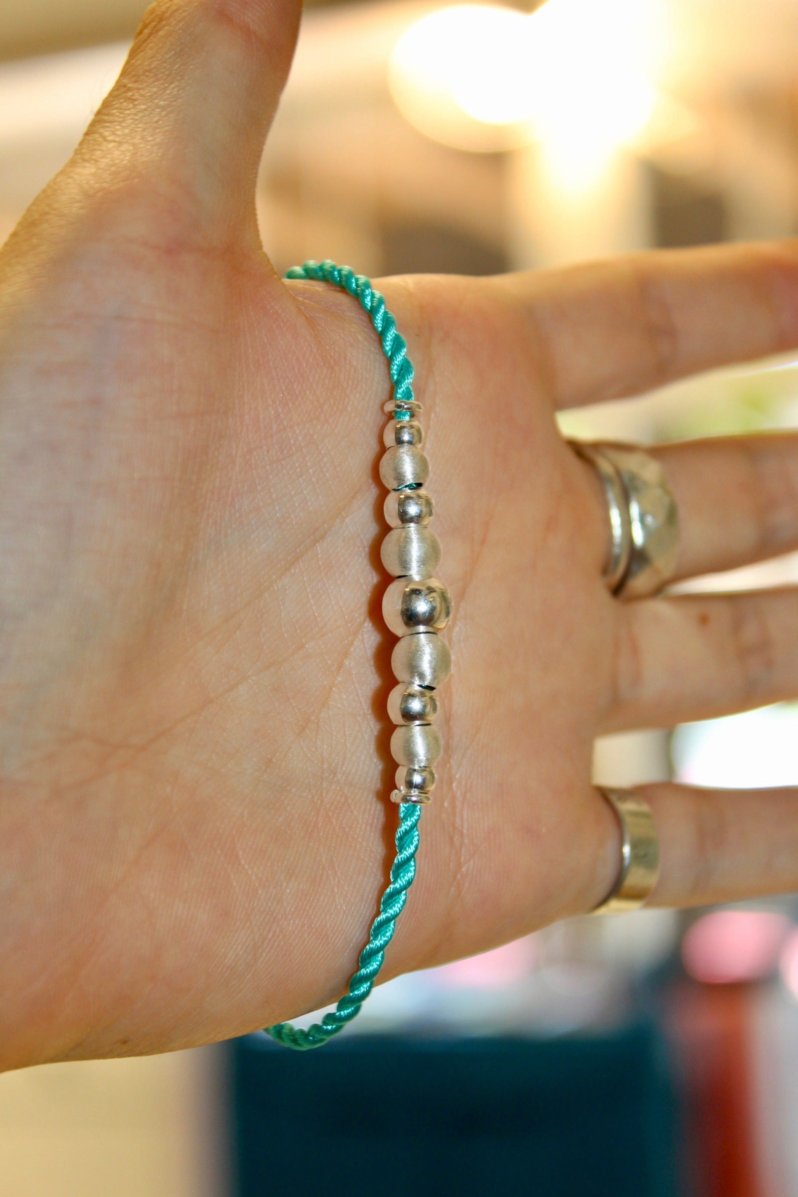 Silver Turquoise Rope Bracelet