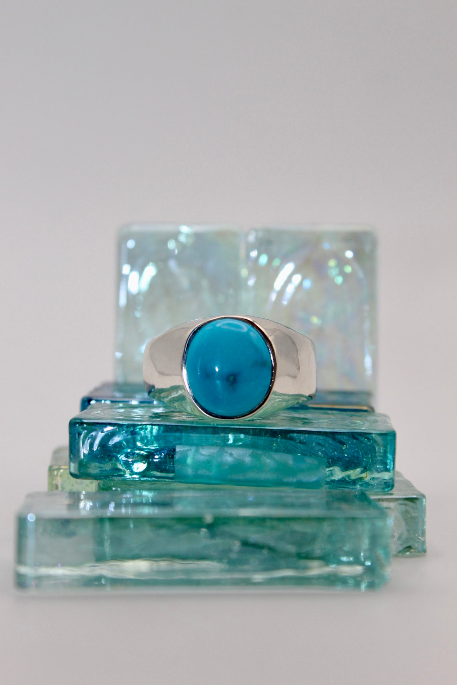 Silver Oval Turquoise Signet Ring