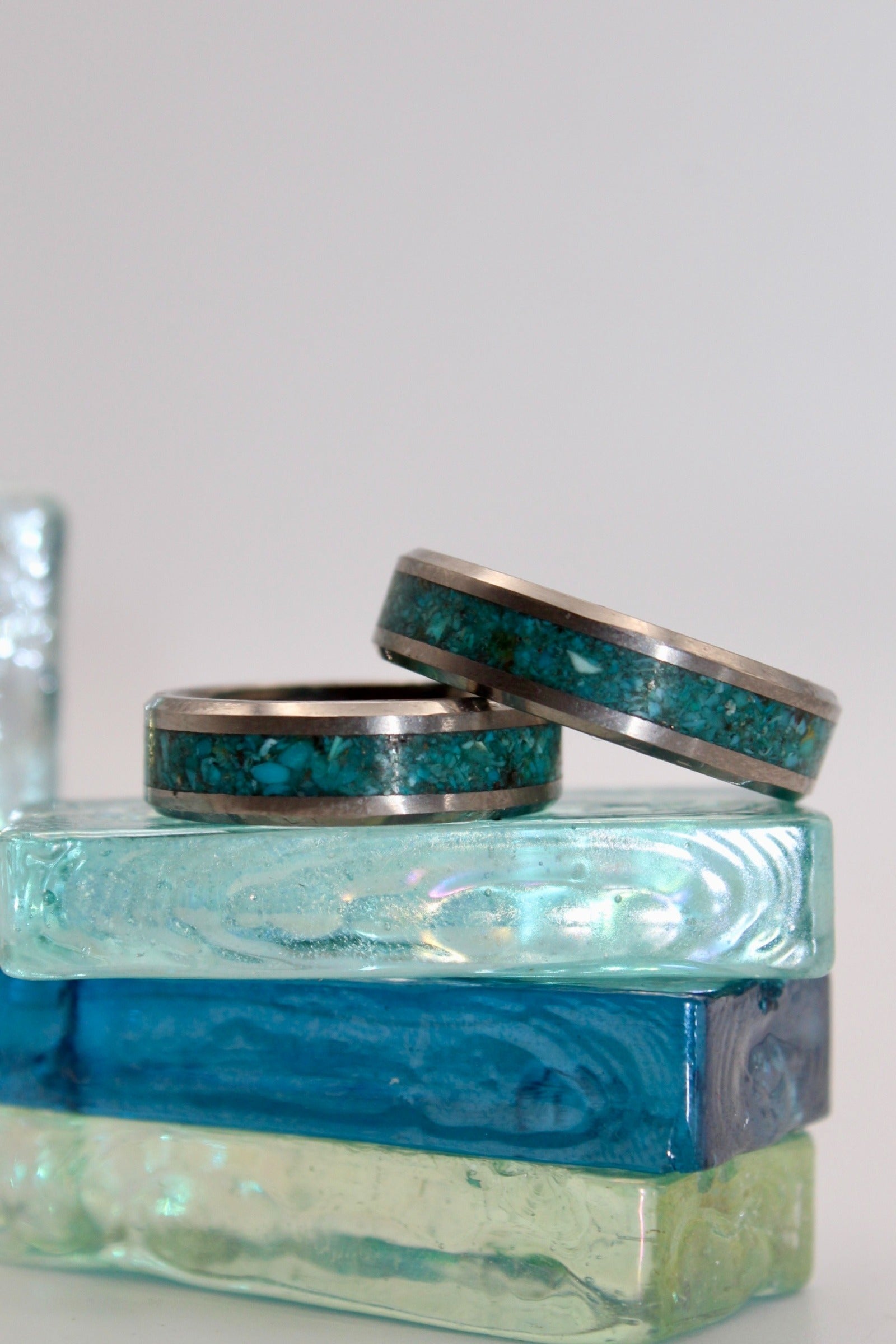 Tungsten Turquoise Inlay Ring
