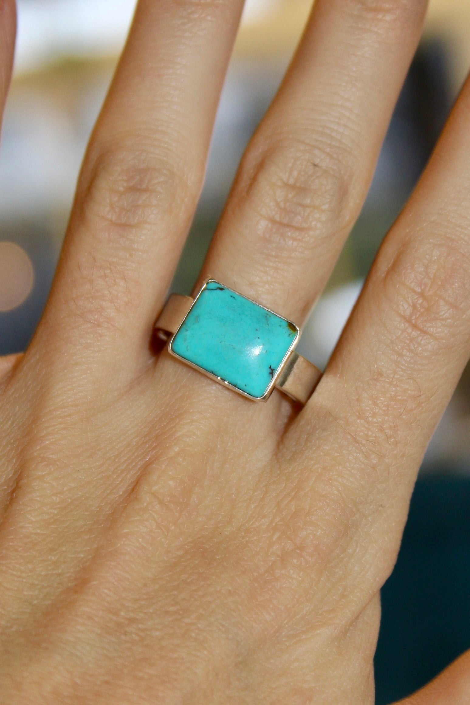 Turquoise Heavy Flat Band Ring