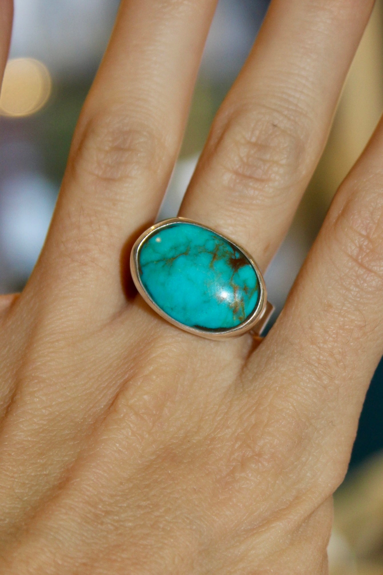 Turquoise Heavy Flat Band Ring