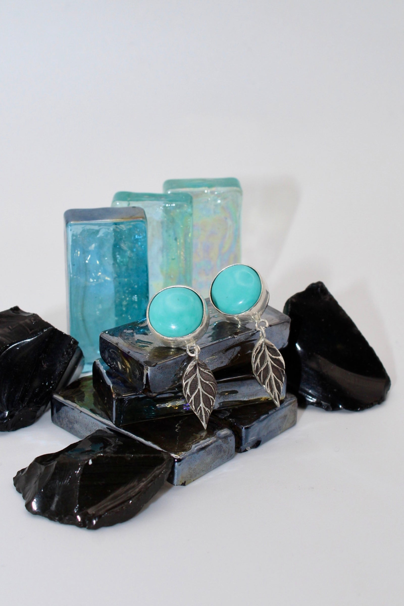 Turquoise Leaf Stud Dangle