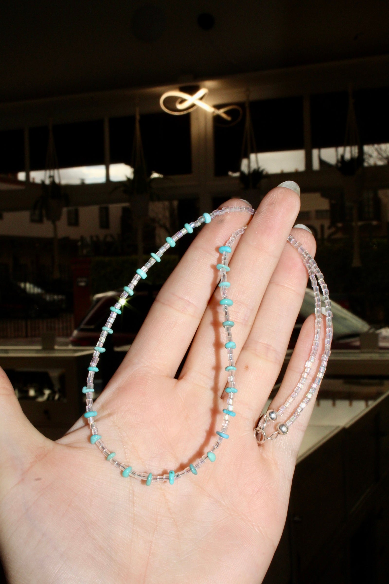 Turquoise & Small Bead Beaded Necklace