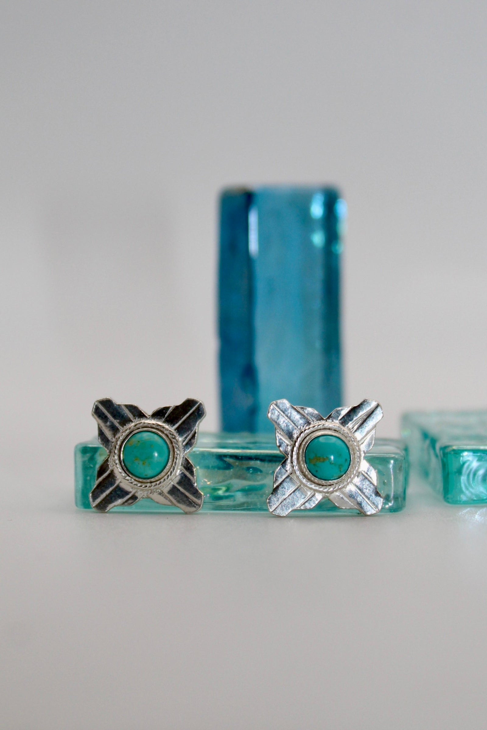 Turquoise Twist Rope Zia Studs