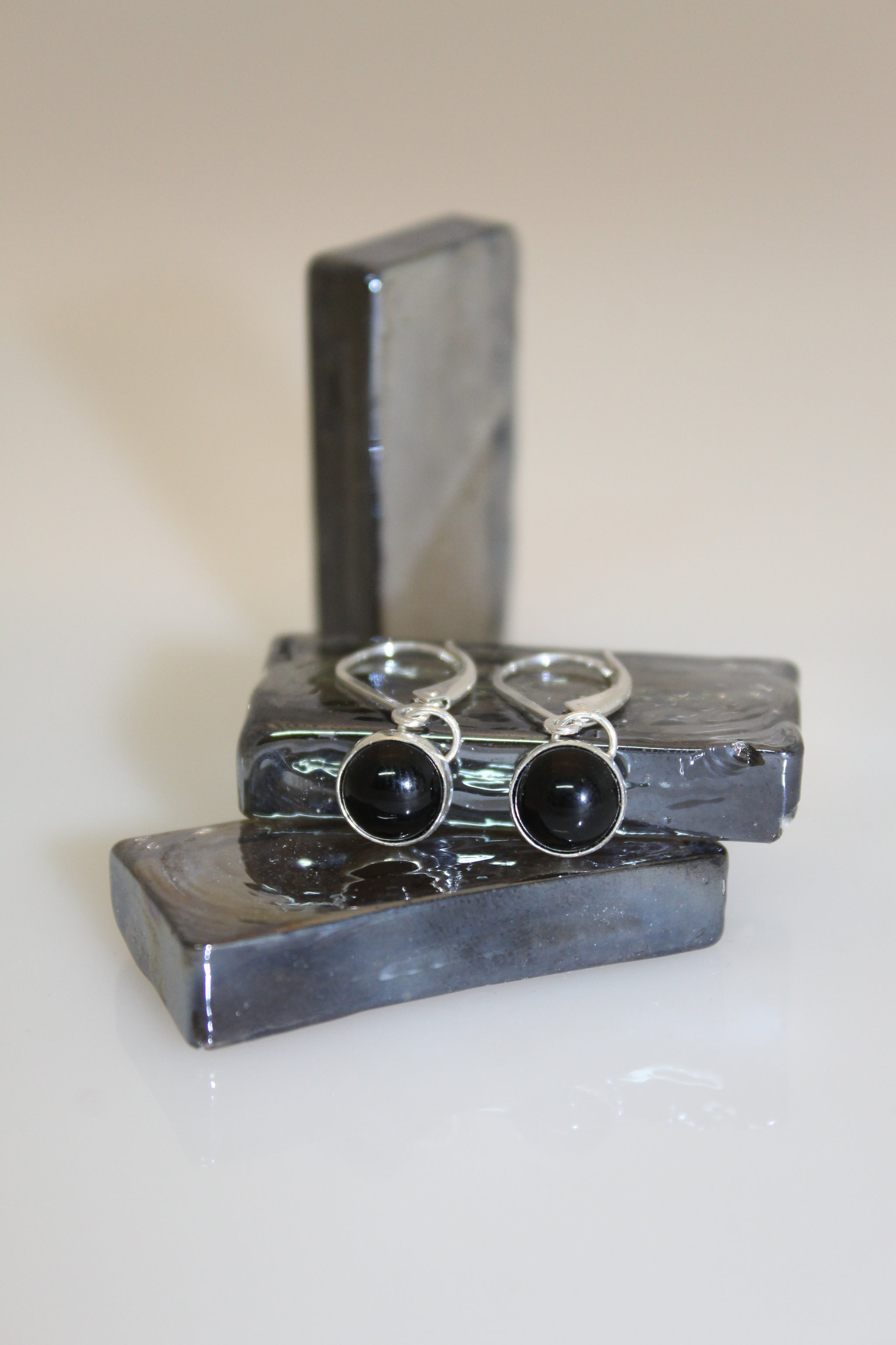 Black Onyx Lever Back Earrings